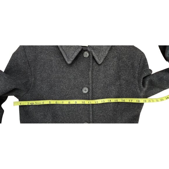 Calvin Klein Wool Long Coat Women’s Sze 4 Charcoal Gray Button Front Classic - Picture 12 of 15